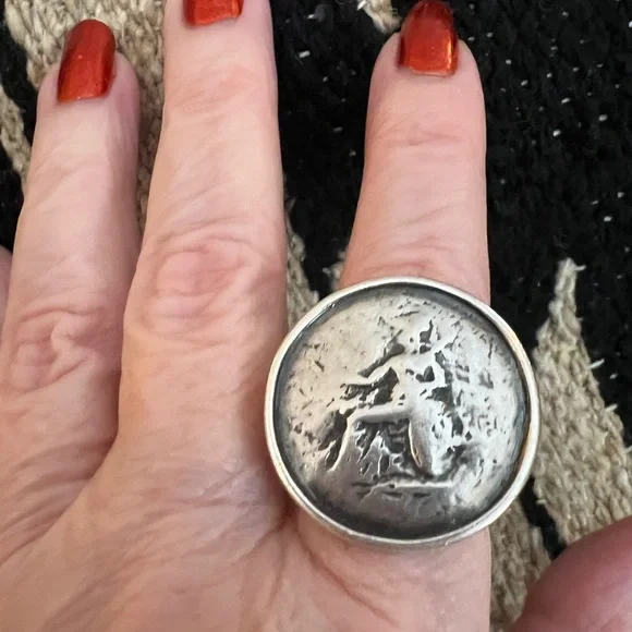 ❤️ Silpada Sterling Silver Retired Roman Medallion Coin Ring Sz8 Statement R1901 - Picture 5 of 16